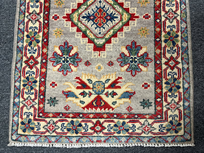 2X3 Gray Kazak Handmade Wool Tribal Rug # 14481