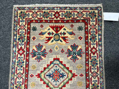 2X3 Gray Kazak Handmade Wool Tribal Rug # 14481