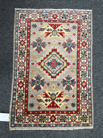 2X3 Gray Kazak Handmade Wool Tribal Rug # 14481