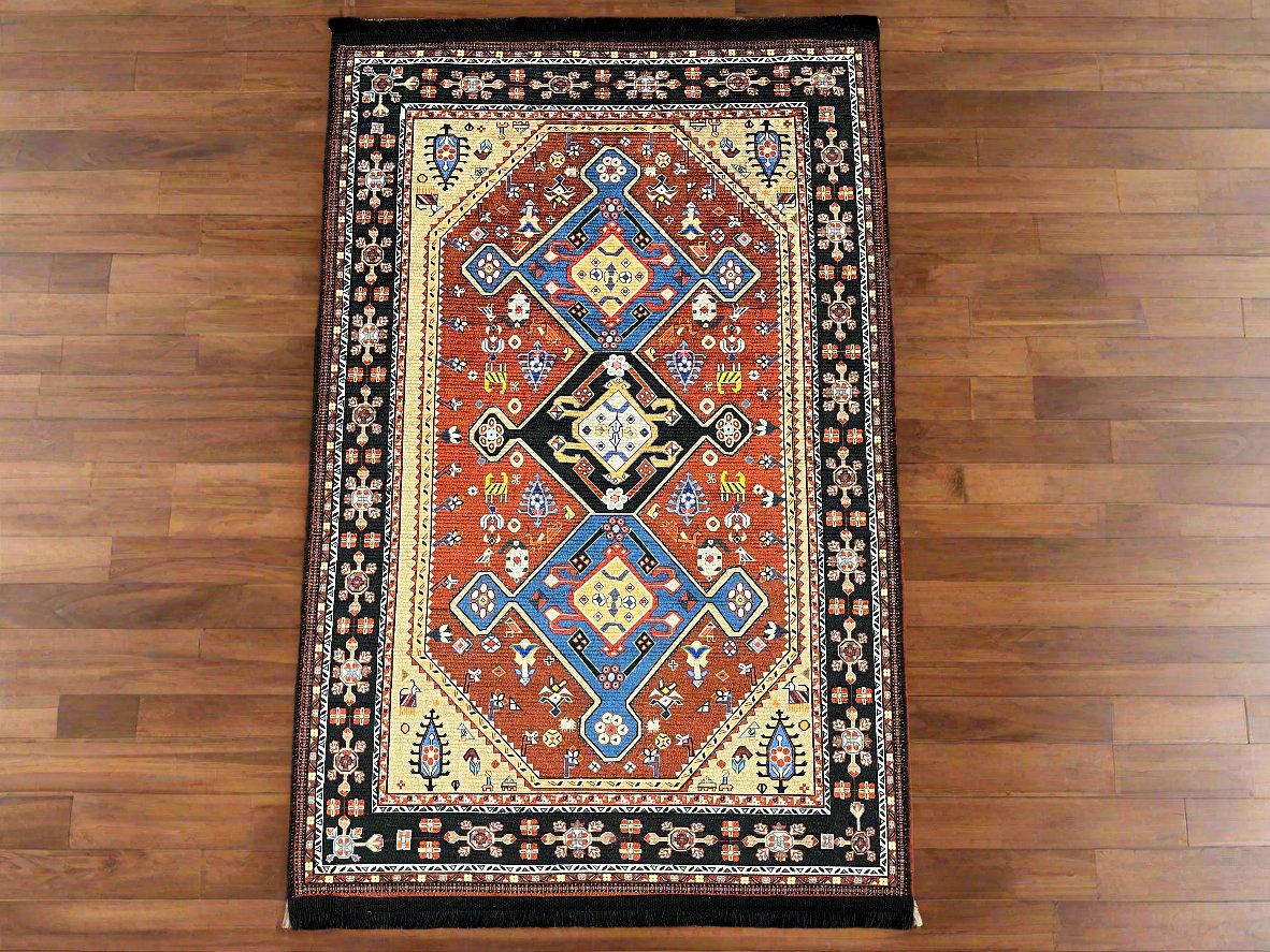 3X4 Geometric Machine Washable Area Rug