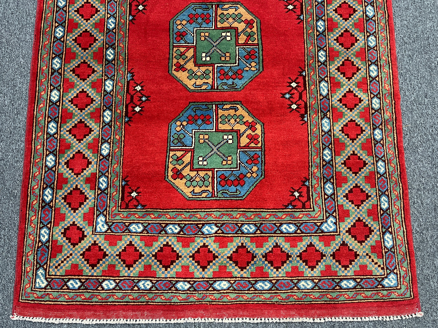 Red 4X6 Tribal Afghan Handmade Wool Rug # 14508