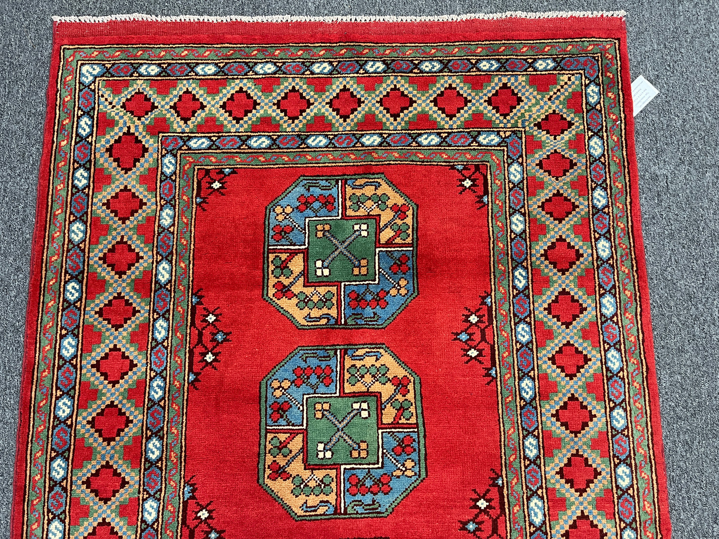 Red 4X6 Tribal Afghan Handmade Wool Rug # 14508