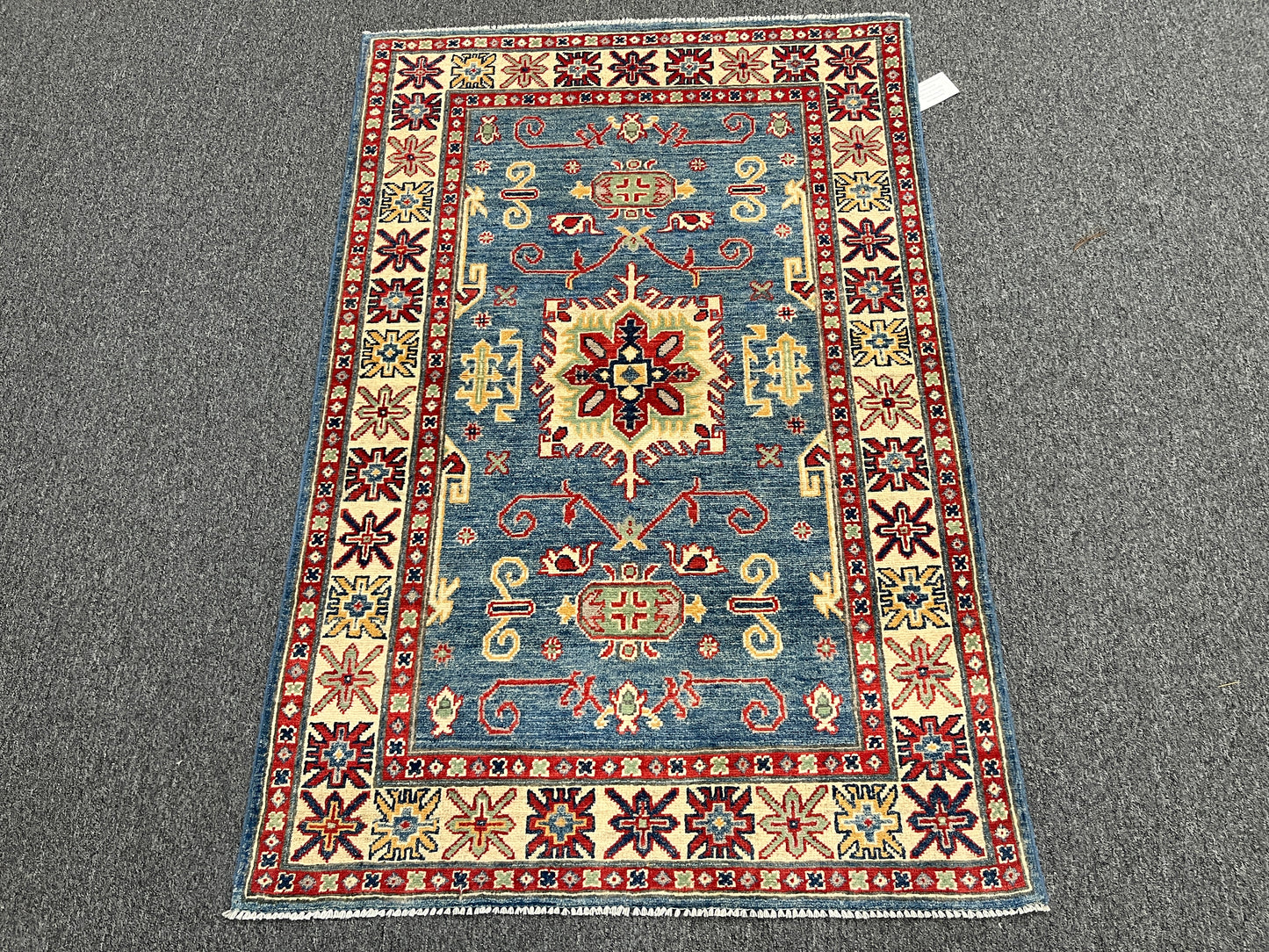 Kazak Light Blue 3X5 Handmade Wool Rug # 14465