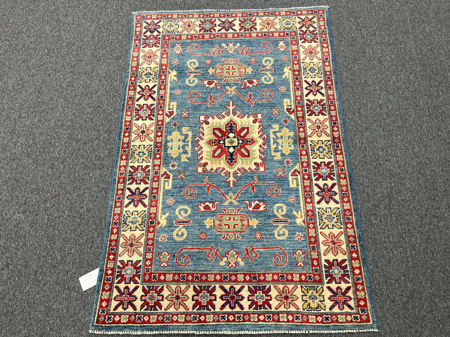 Kazak Light Blue 3X5 Handmade Wool Rug # 14465