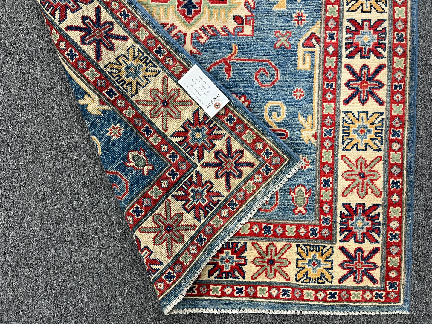 Kazak Light Blue 3X5 Handmade Wool Rug # 14465