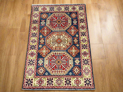 Kazak Navy 3X5 Handmade Wool Rug # 14466