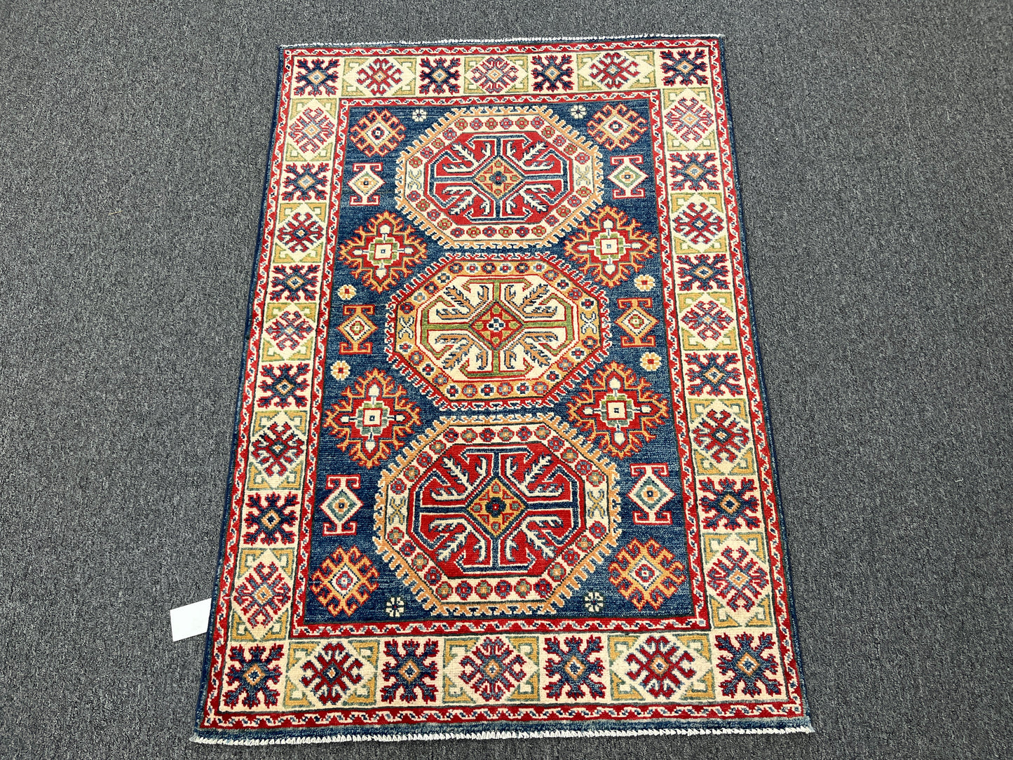 Kazak Navy 3X5 Handmade Wool Rug # 14466