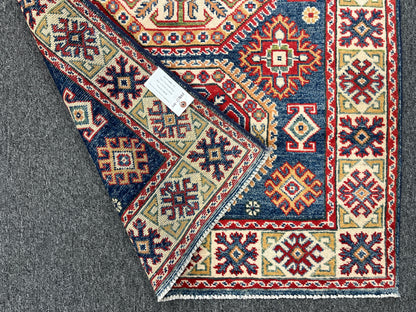 Kazak Navy 3X5 Handmade Wool Rug # 14466