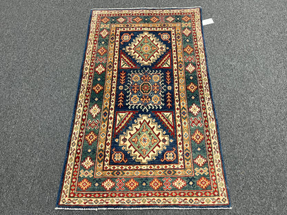 Kazak Navy 3X5 Handmade Wool Rug # 14461