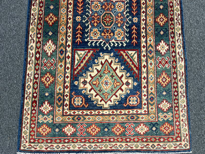 Kazak Navy 3X5 Handmade Wool Rug # 14461