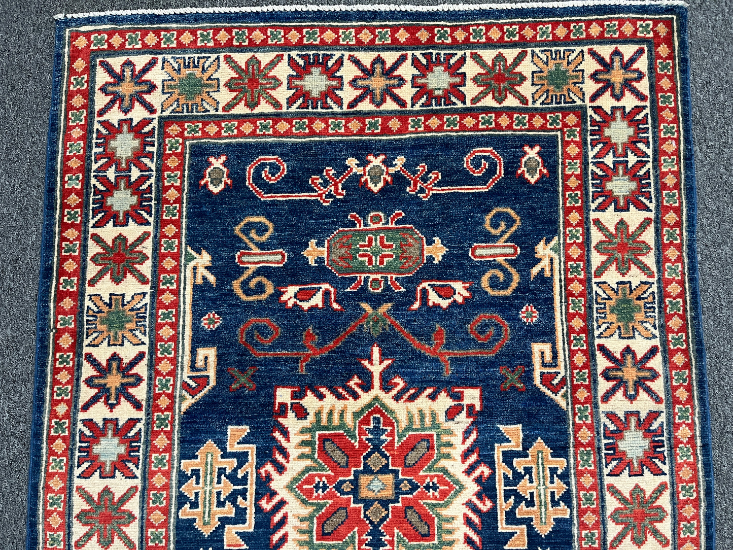 Kazak Navy 3X5 Handmade Wool Rug # 14464