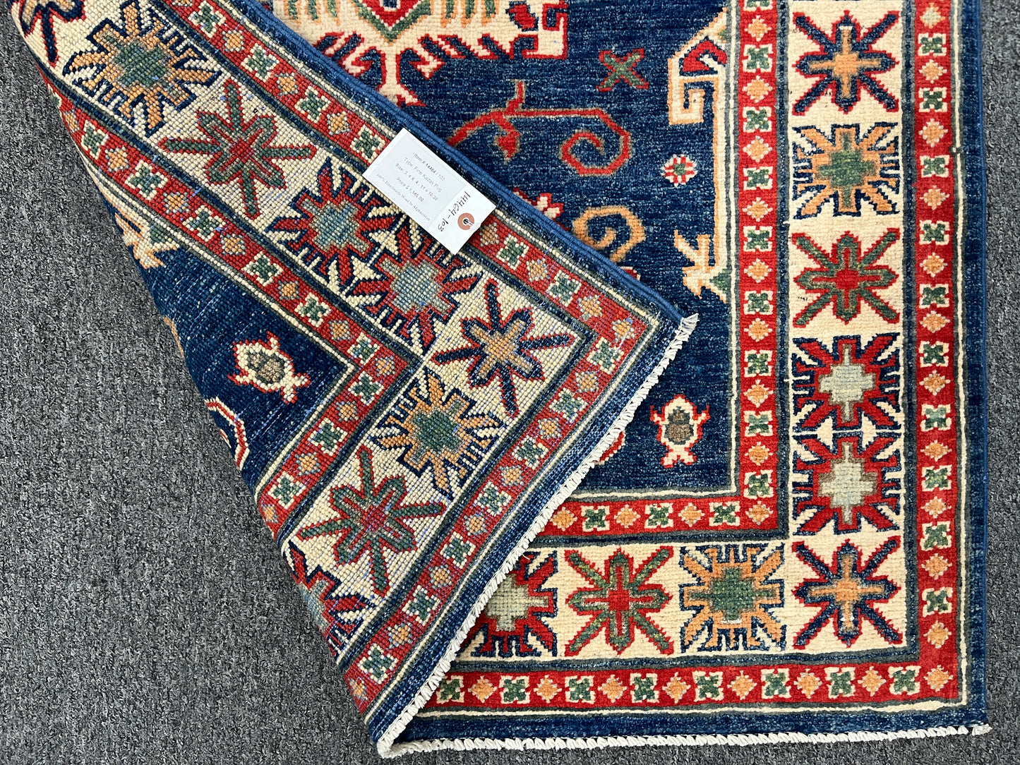 Kazak Navy 3X5 Handmade Wool Rug # 14464