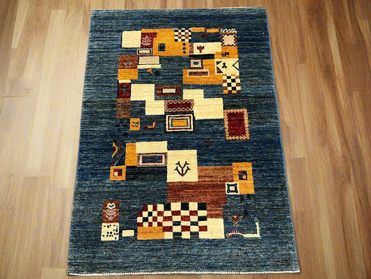 3X5 Gabbeh Loribaft Handmade Wool Tribal Rug # 14420