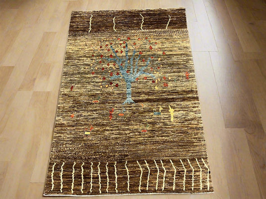 4X6 Gabbeh Loribaft Handmade Wool Tribal Rug # 14421