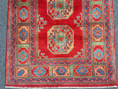 Red 4X6 Tribal Afghan Handmade Wool Rug # 14509