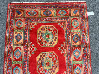 Red 4X6 Tribal Afghan Handmade Wool Rug # 14509