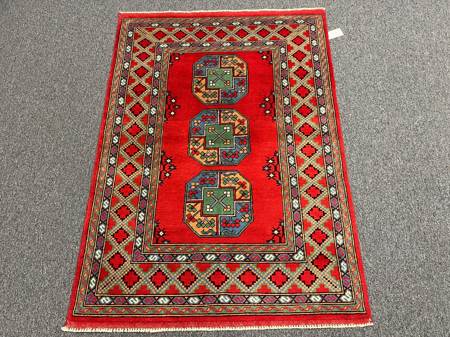 Red 4X6 Tribal Afghan Handmade Wool Rug # 14507