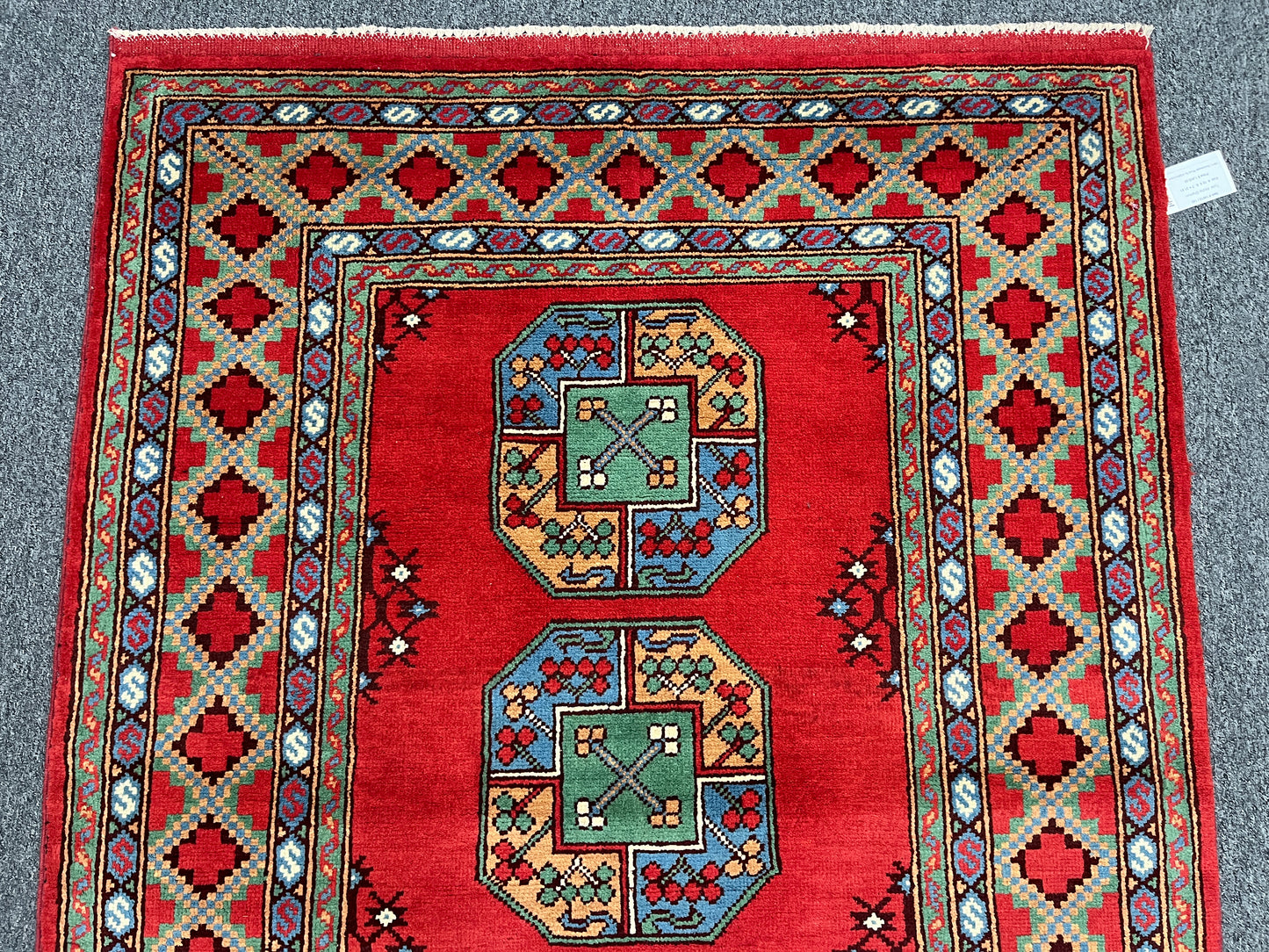 Red 4X6 Tribal Afghan Handmade Wool Rug # 14507