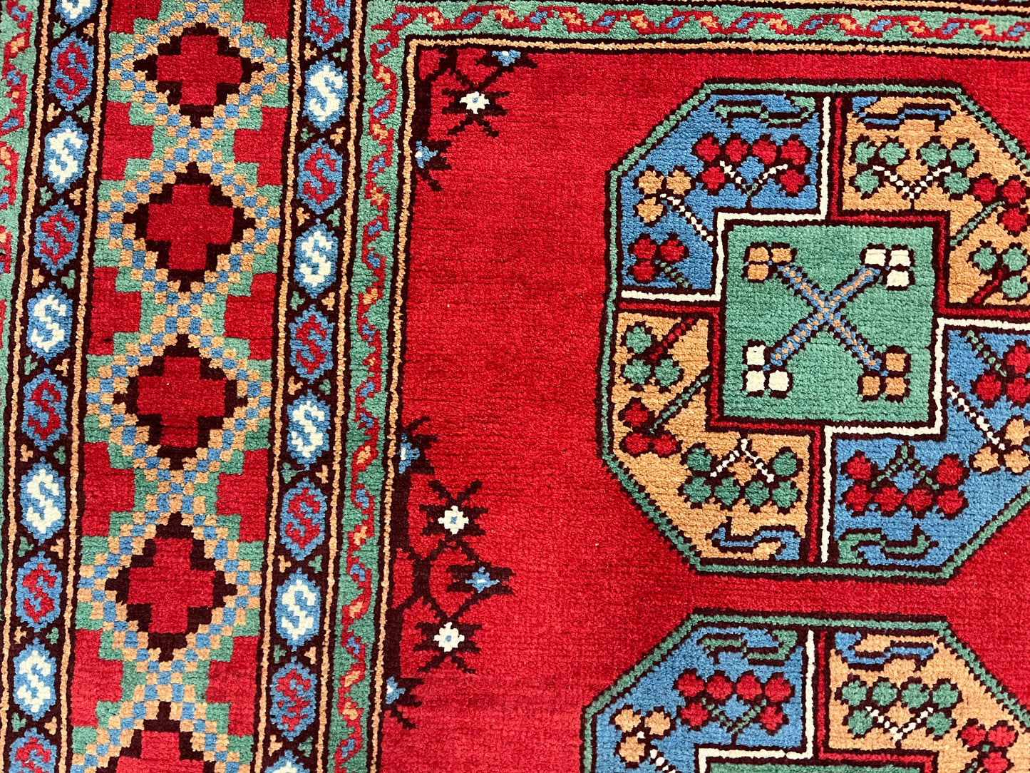 Red 4X6 Tribal Afghan Handmade Wool Rug # 14507