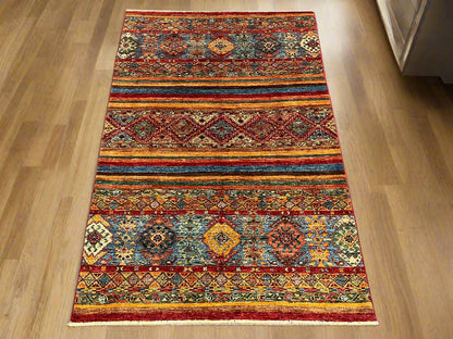 Multicolor Khorjin 4X6 Handmade Wool Rug # 14529