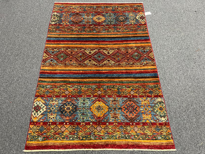 Multicolor Khorjin 4X6 Handmade Wool Rug # 14529