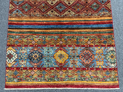 Multicolor Khorjin 4X6 Handmade Wool Rug # 14529