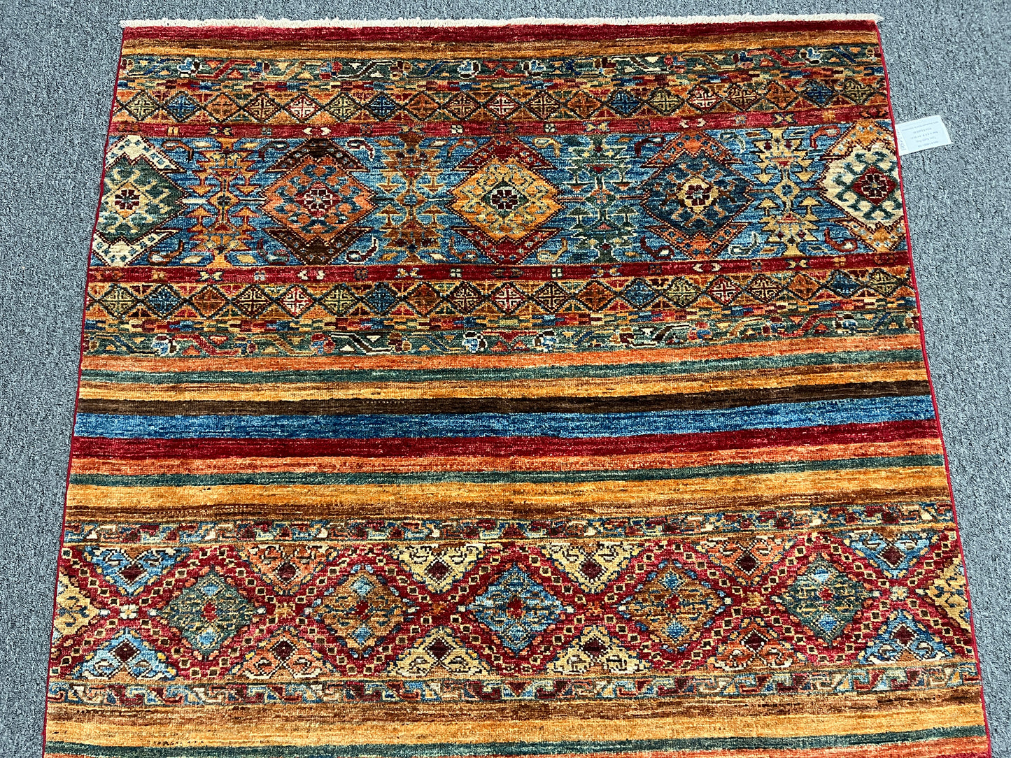 Multicolor Khorjin 4X6 Handmade Wool Rug # 14529