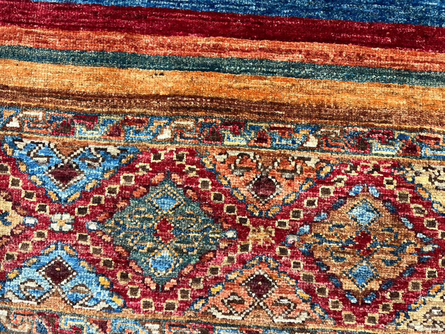 Multicolor Khorjin 4X6 Handmade Wool Rug # 14529