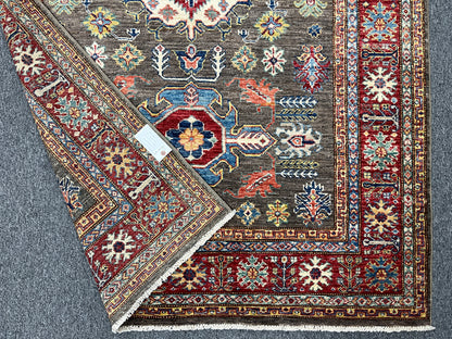 Gray Super Kazak 5X7 Handmade Wool Rug # 14525