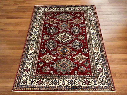 Red Super Kazak 5X7 Handmade Wool Rug # 14524