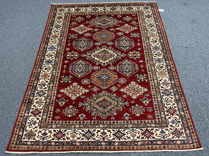 Red Super Kazak 5X7 Handmade Wool Rug # 14524