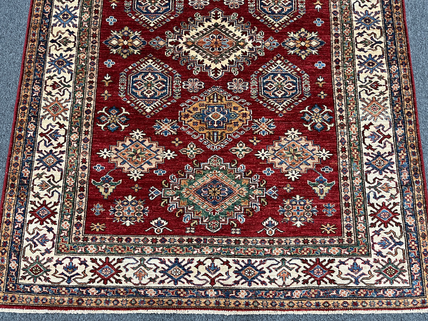 Red Super Kazak 5X7 Handmade Wool Rug # 14524