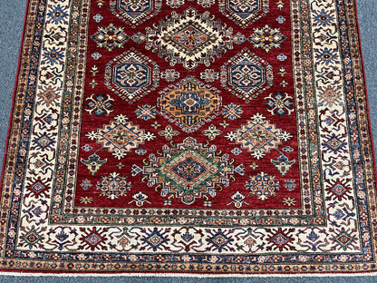 Red Super Kazak 5X7 Handmade Wool Rug # 14524