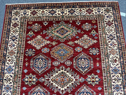 Red Super Kazak 5X7 Handmade Wool Rug # 14524