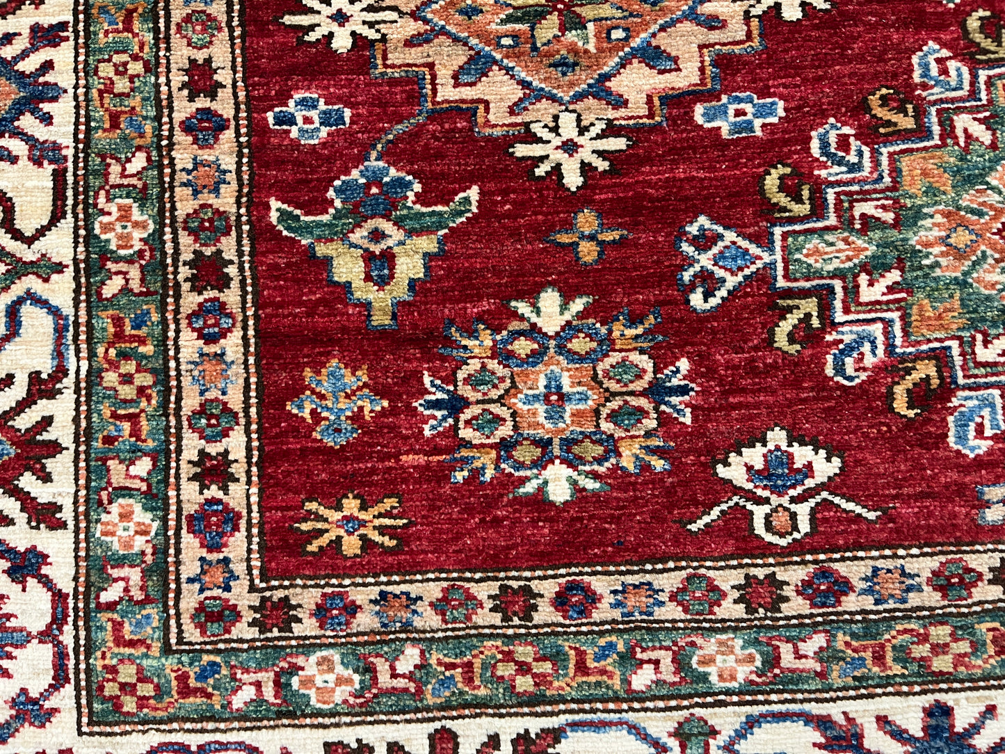 Red Super Kazak 5X7 Handmade Wool Rug # 14524