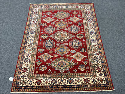 Red Super Kazak 5X7 Handmade Wool Rug # 14524