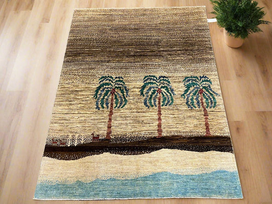 5X7 Gabbeh Loribaft Handmade Wool Tribal Rug # 14435