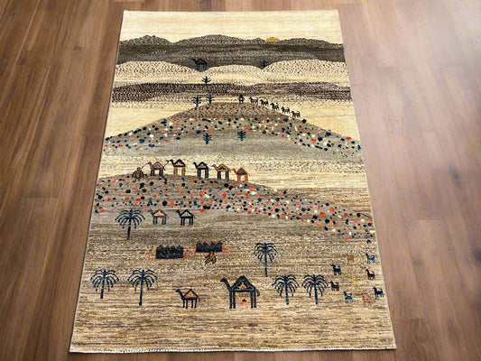 4X6 Gabbeh Loribaft Handmade Wool Tribal Rug # 14366