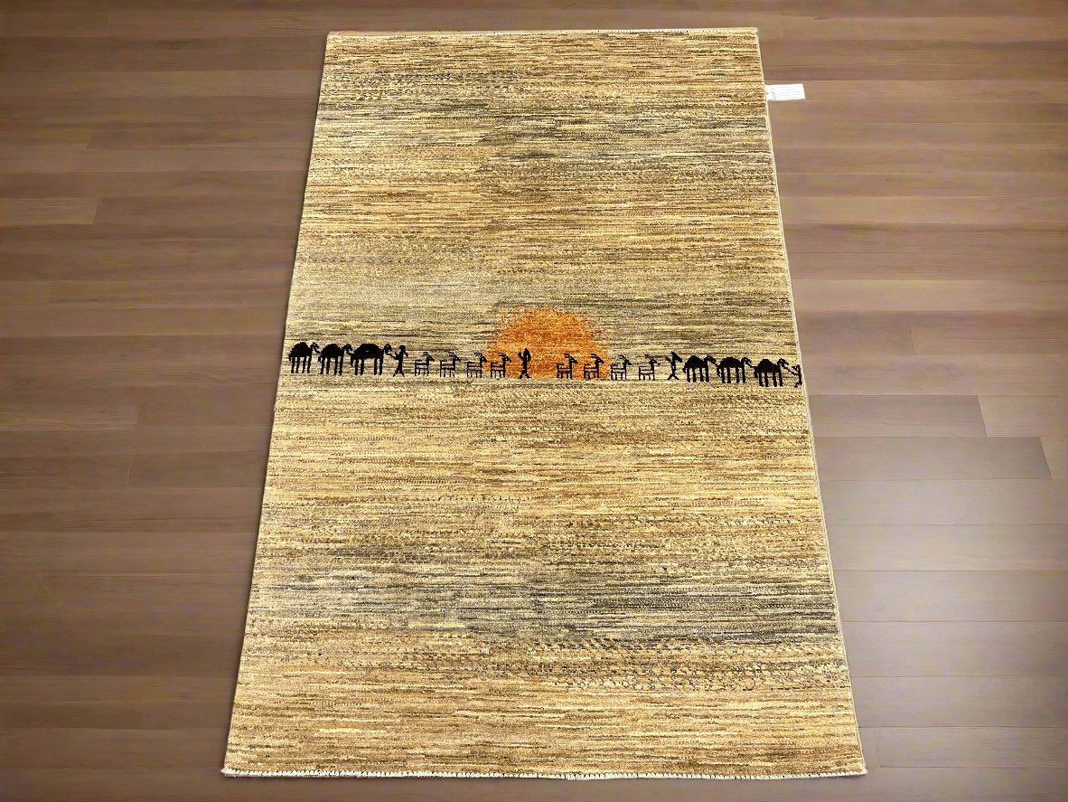 4X6 Gabbeh Loribaft Handmade Wool Tribal Rug # 14367