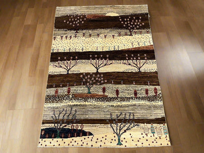 4X6 Gabbeh Loribaft Handmade Wool Tribal Rug # 14363