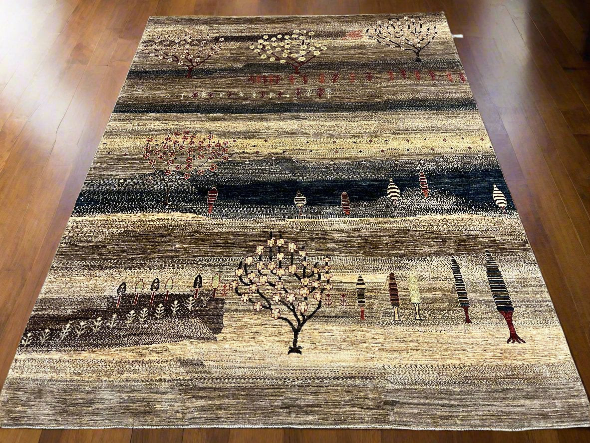 9X12 Gabbeh Loribaft Handmade Wool Tribal Rug # 14498