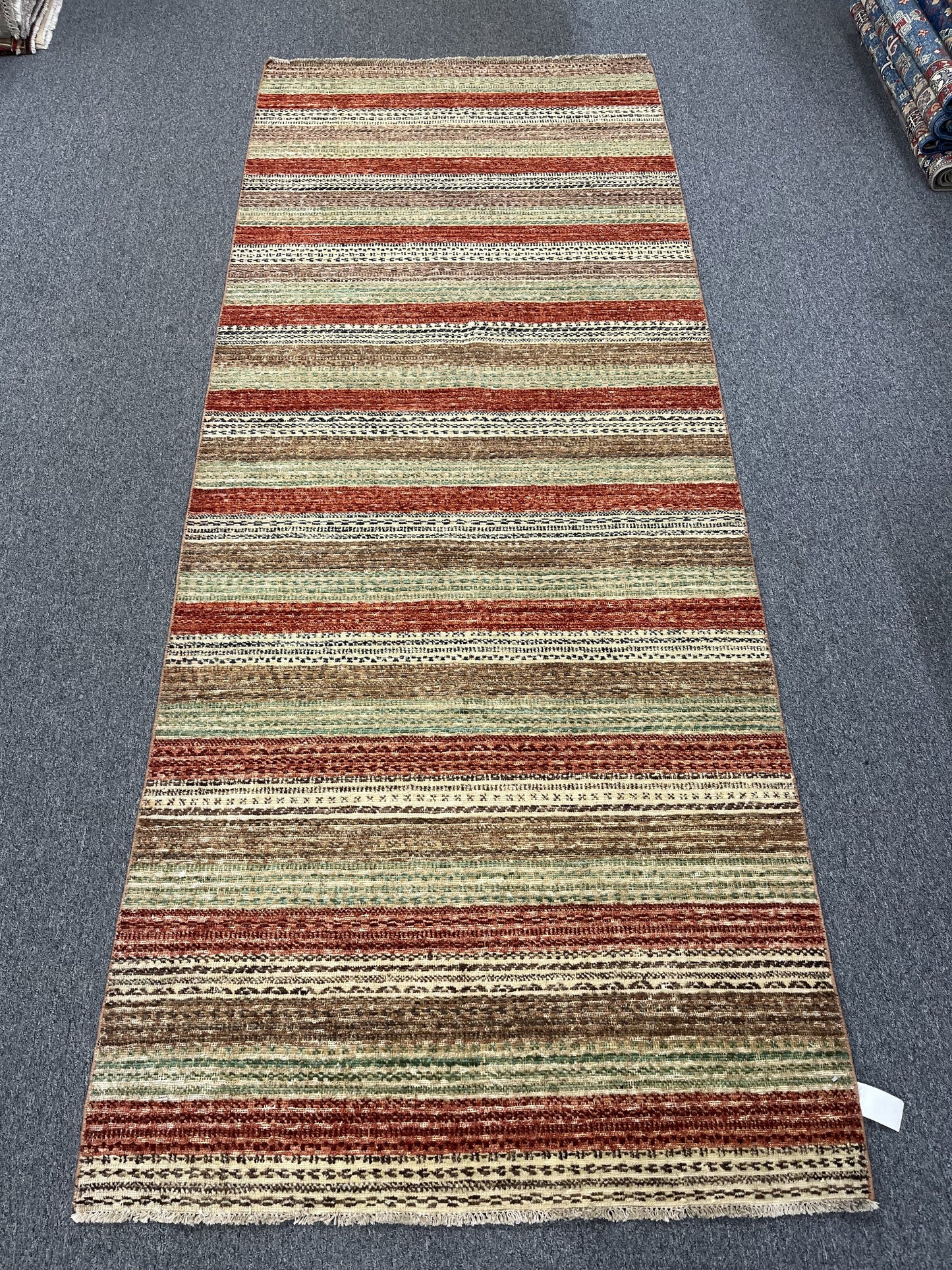 Striped Design Modern Gabbeh 4X10 Handmade Wool Rug # 9265