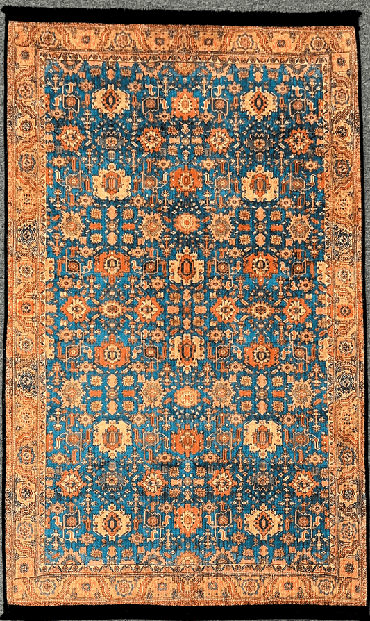 Light Blue Machine Washable Area Rug