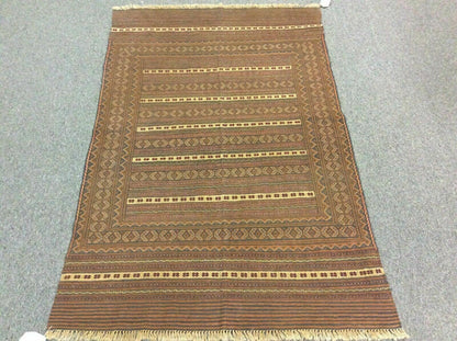 4 X 7 Soumak Tribal Flat Weave Wool Rug