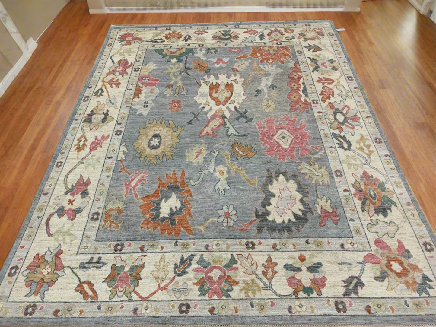 8X10 Oushak Gray Blue/Beige Handmade Wool Rug # 12247