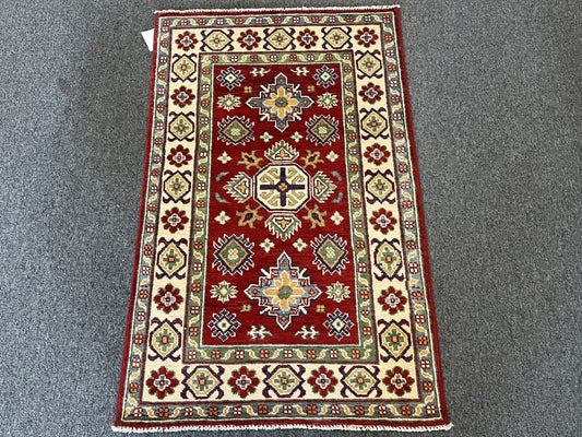 3' X 4' Fine Kazak Handmade Wool Rug # 12595