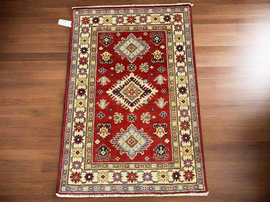 Red Kazak 3X4 Handmade Wool Rug # 12588