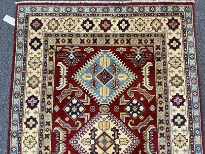 4X6 Red Kazak Handmade Wool Rug # 12519