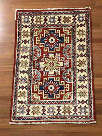 2' X 3' Fine Kazak Handmade Wool Rug # 12602