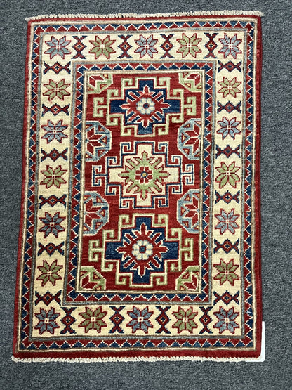 2' X 3' Fine Kazak Handmade Wool Rug # 12602